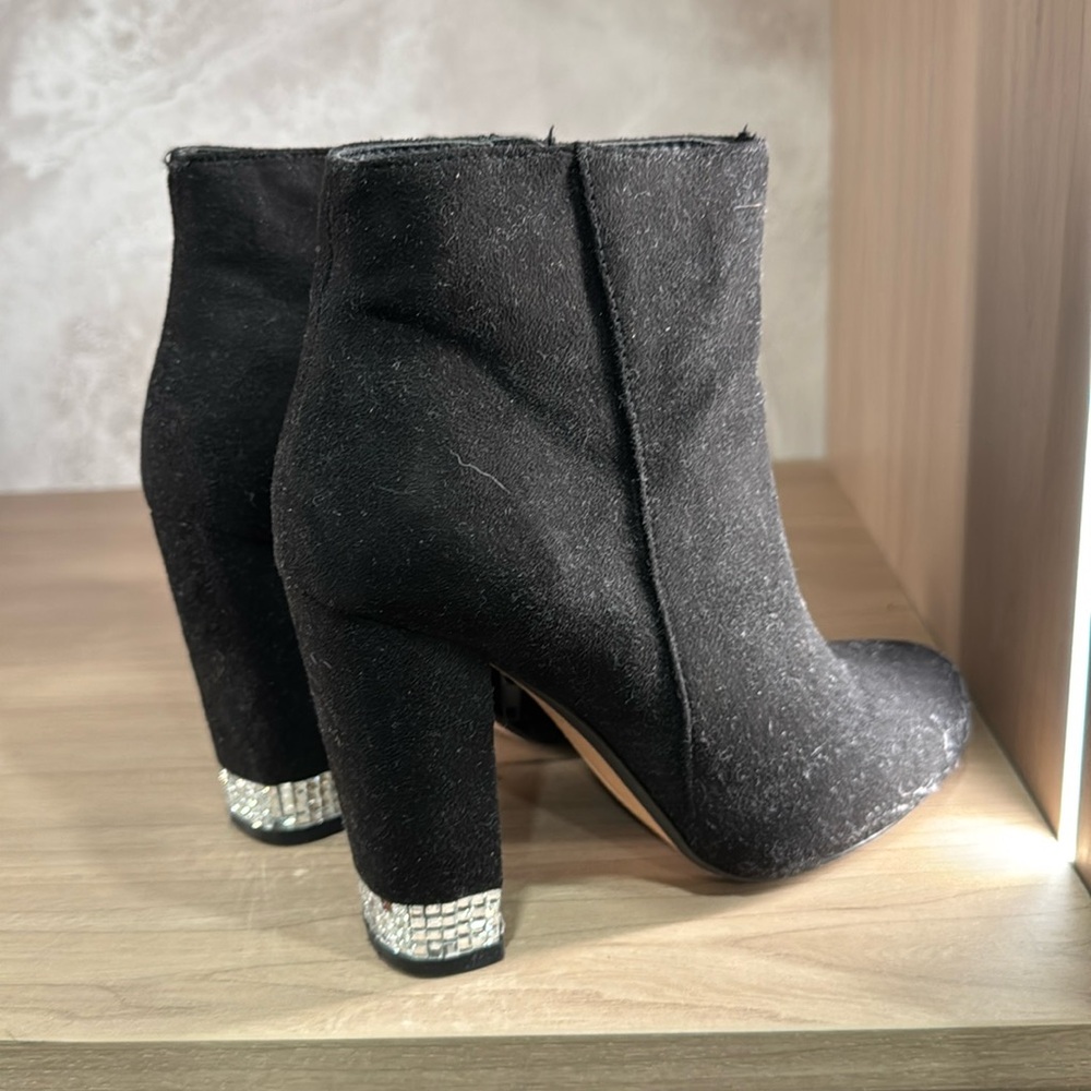 XOXO Rhinestone Velvet Booties
